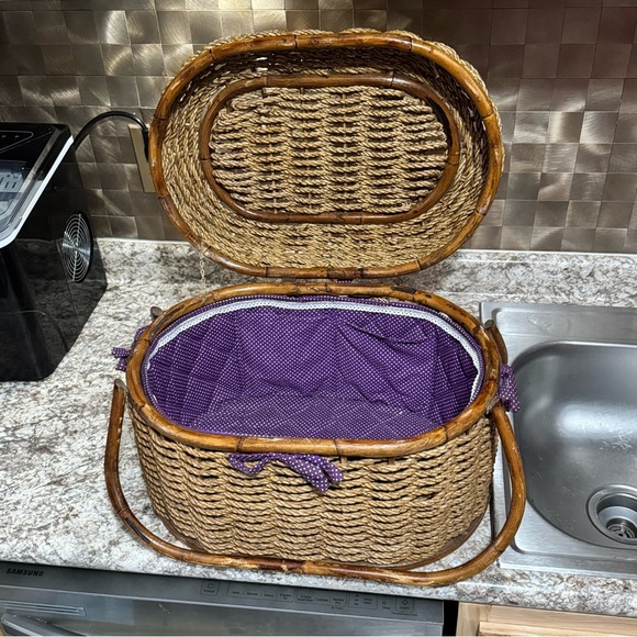 Woven Basket with Purple Lining & accent - Picture 7 of 16